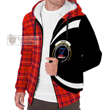 Rose Modern Tartan Sherpa Hoodie with Family Crest Circle Style