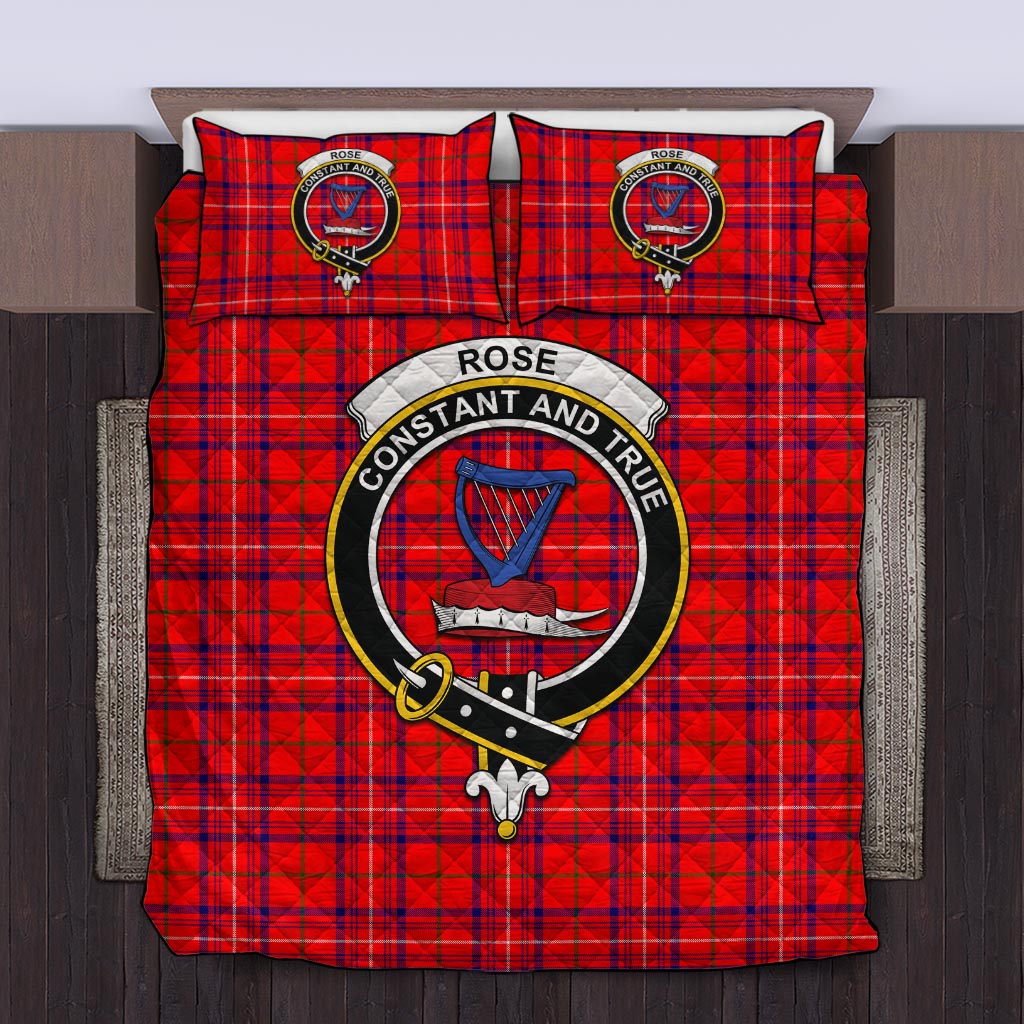 Rose Modern Tartan Quilt Bed Set with Family Crest Twin - Tartan Vibes Clothing