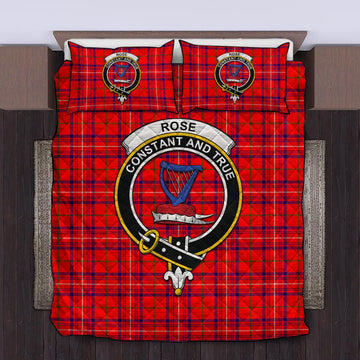 Rose Modern Tartan Quilt Bed Set with Family Crest