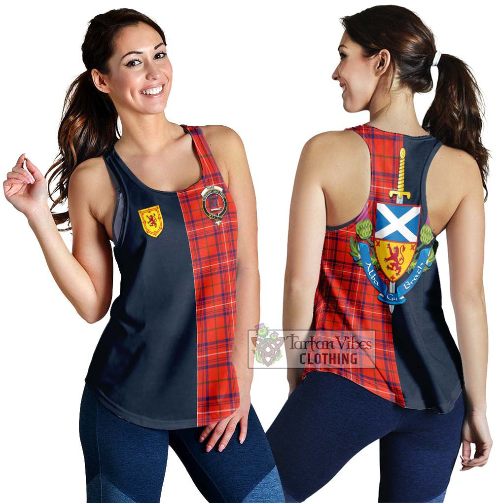 Tartan Vibes Clothing Rose Modern Tartan Women's Racerback Tanks with Scottish Lion Royal Arm Half Style