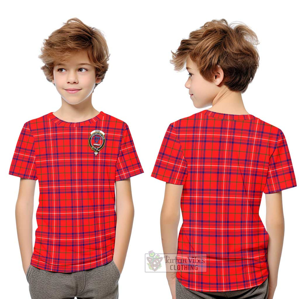 Rose Modern Tartan Kid T-Shirt with Family Crest Youth XL Size14 - Tartanvibesclothing Shop