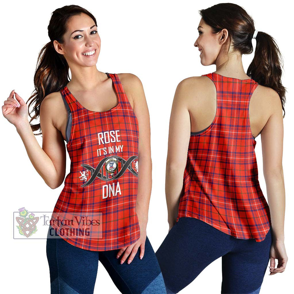 Rose Modern Tartan Women's Racerback Tanks with Family Crest DNA In Me Style 4XL - Tartanvibesclothing Shop