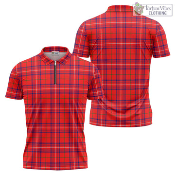 Rose Modern Tartan Zipper Polo Shirt