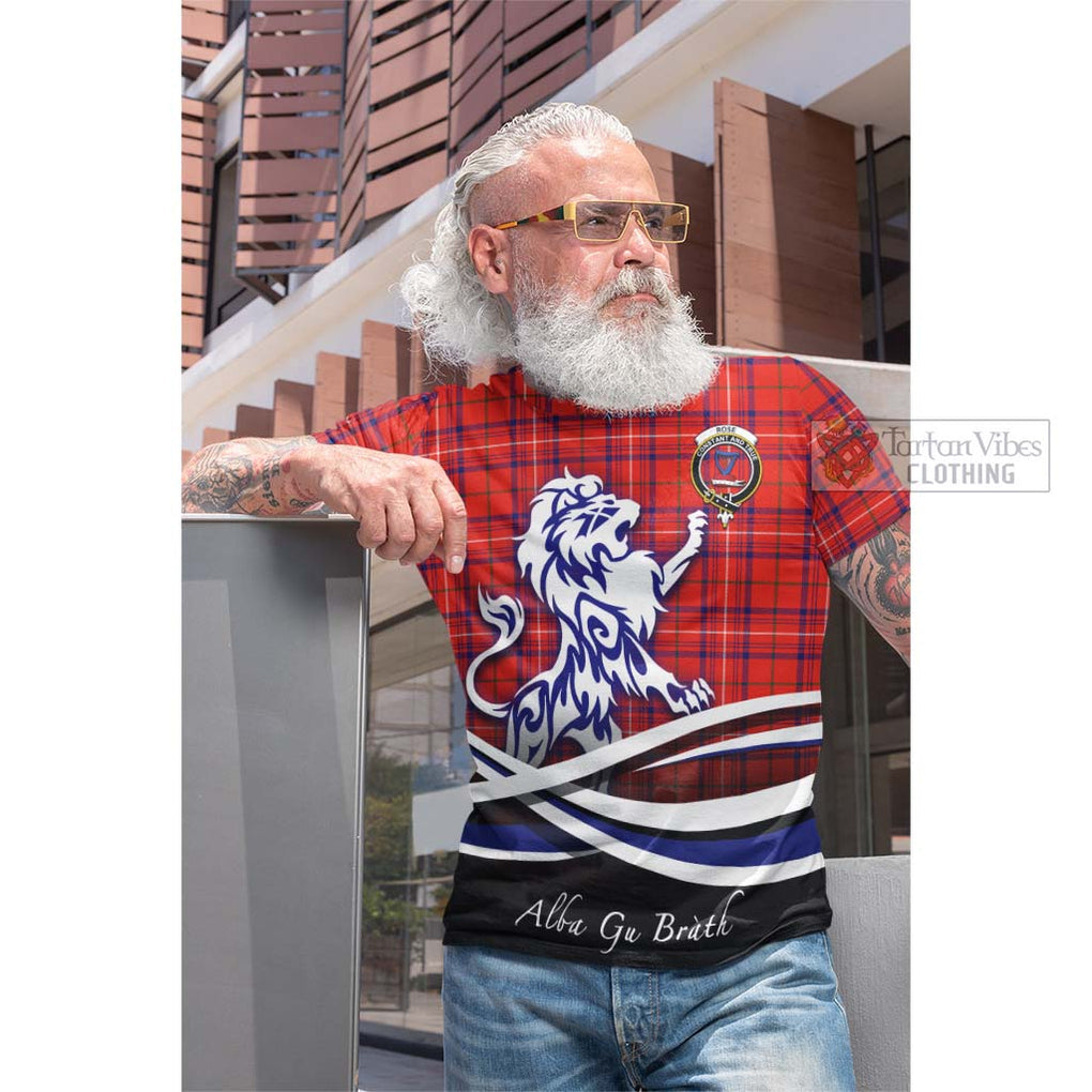 Tartan Vibes Clothing Rose Modern Tartan Cotton T-shirt with Alba Gu Brath Regal Lion Emblem