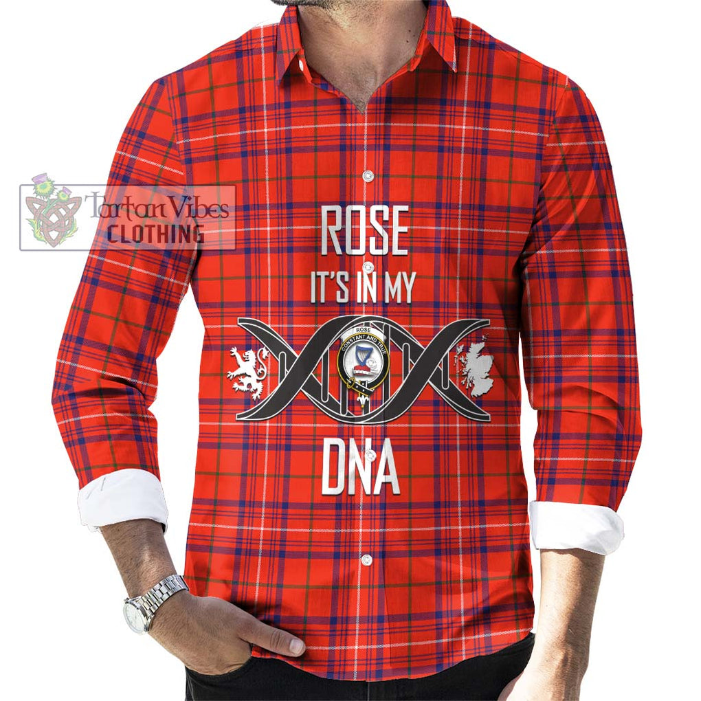 Rose Modern Tartan Long Sleeve Button Shirt with Family Crest DNA In Me Style Men's Shirt S - Tartanvibesclothing Shop