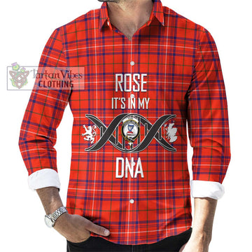 Rose Modern Tartan Long Sleeve Button Shirt with Family Crest DNA In Me Style