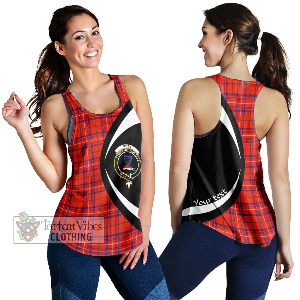 Rose Modern Tartan Women's Racerback Tanks with Family Crest Circle Style 4XL - Tartan Vibes Clothing