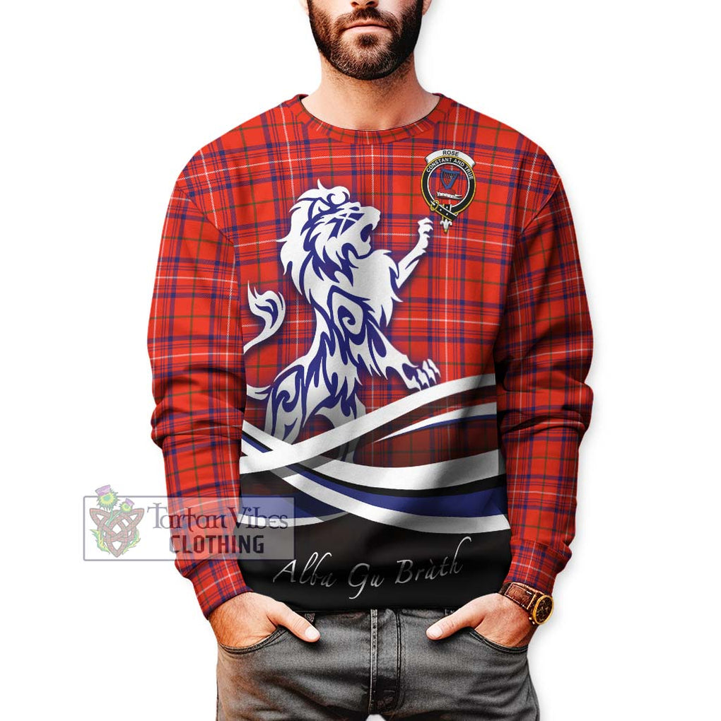 Rose Modern Tartan Sweatshirt with Alba Gu Brath Regal Lion Emblem Unisex - Tartanvibesclothing Shop