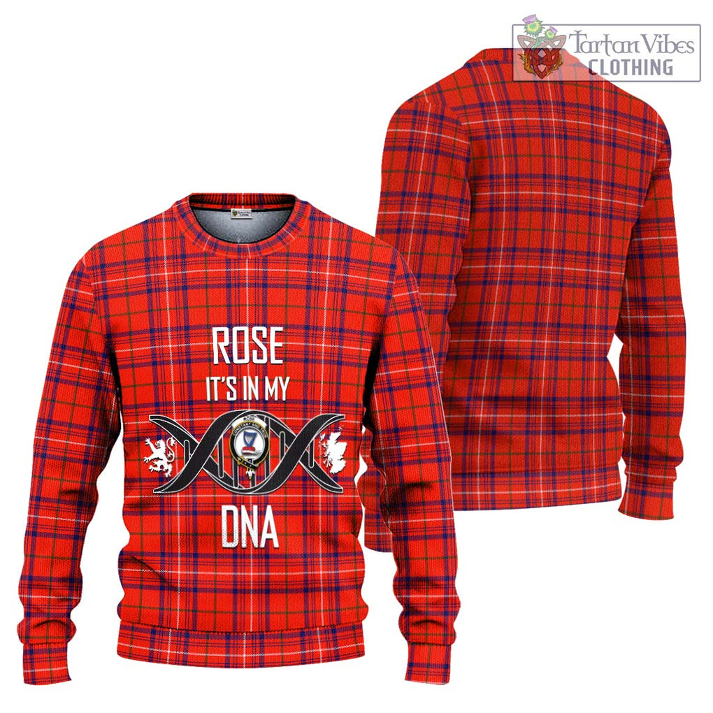 Rose Modern Tartan Knitted Sweater with Family Crest DNA In Me Style Unisex - Tartanvibesclothing Shop