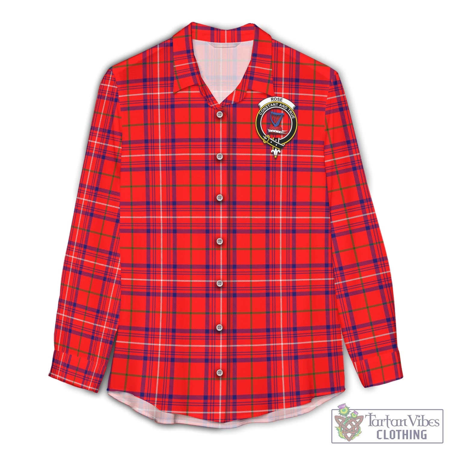 Tartan Vibes Clothing Rose Modern Tartan Womens Casual Shirt with Family Crest