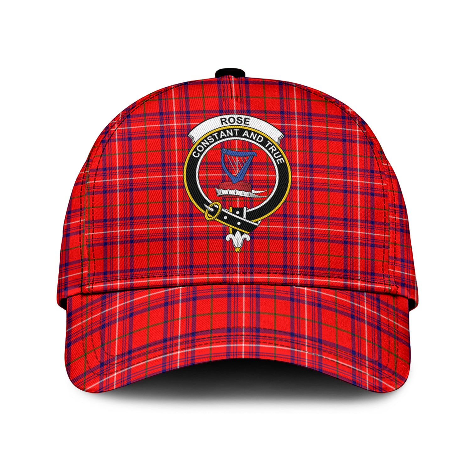 Rose Modern Tartan Classic Cap with Family Crest Classic Cap Universal Fit - Tartan Vibes Clothing