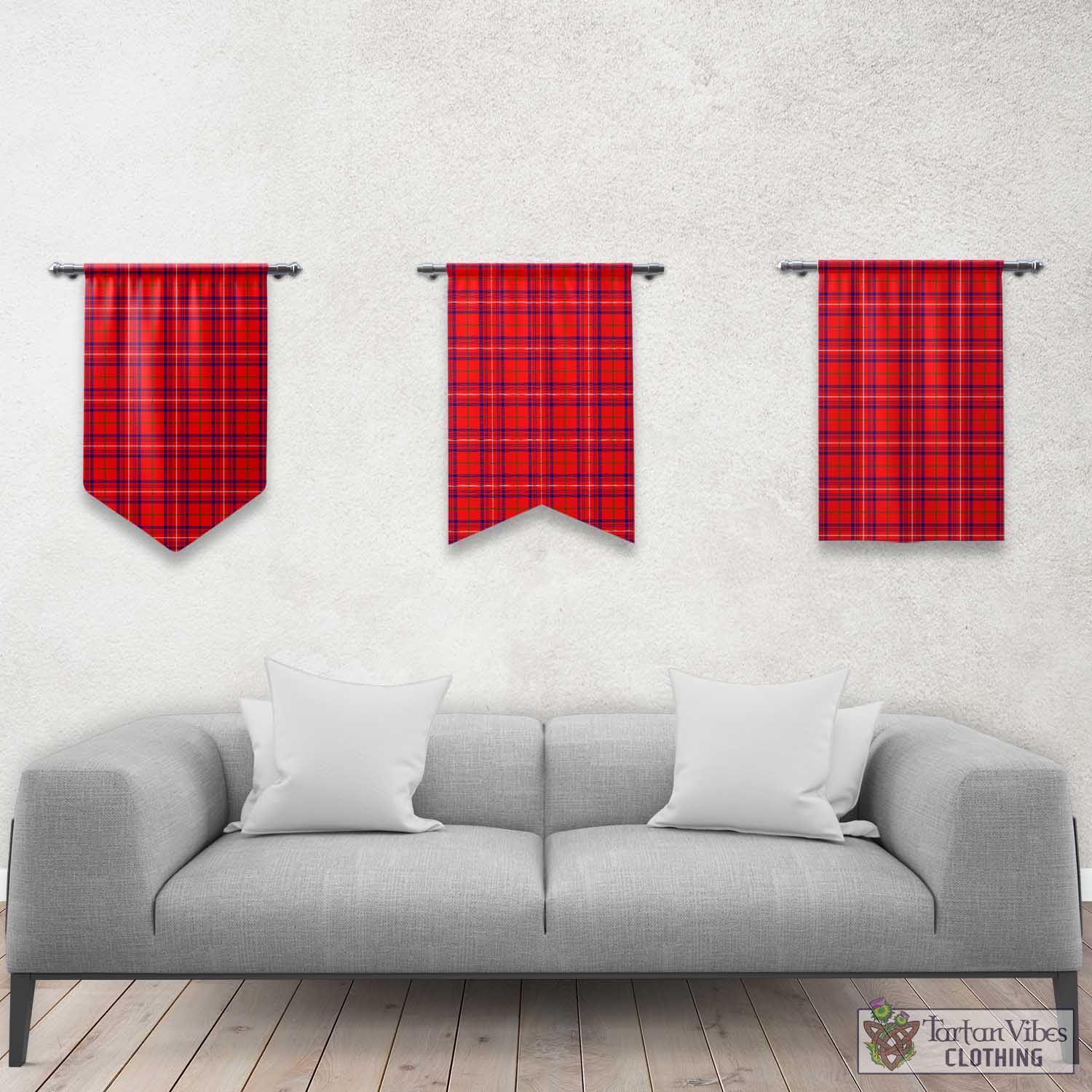 Tartan Vibes Clothing Rose Modern Tartan Gonfalon, Tartan Banner