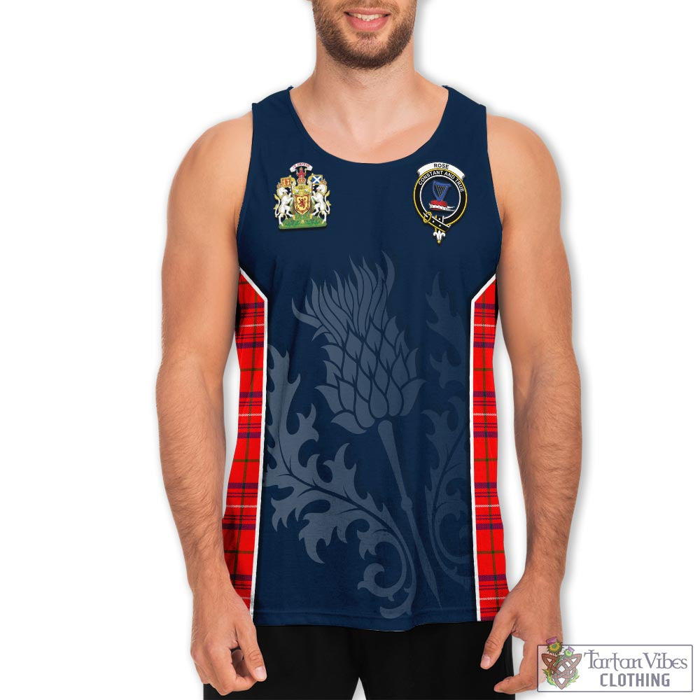 Tartan Vibes Clothing Rose Modern Tartan Men's Tanks Top with Family Crest and Scottish Thistle Vibes Sport Style