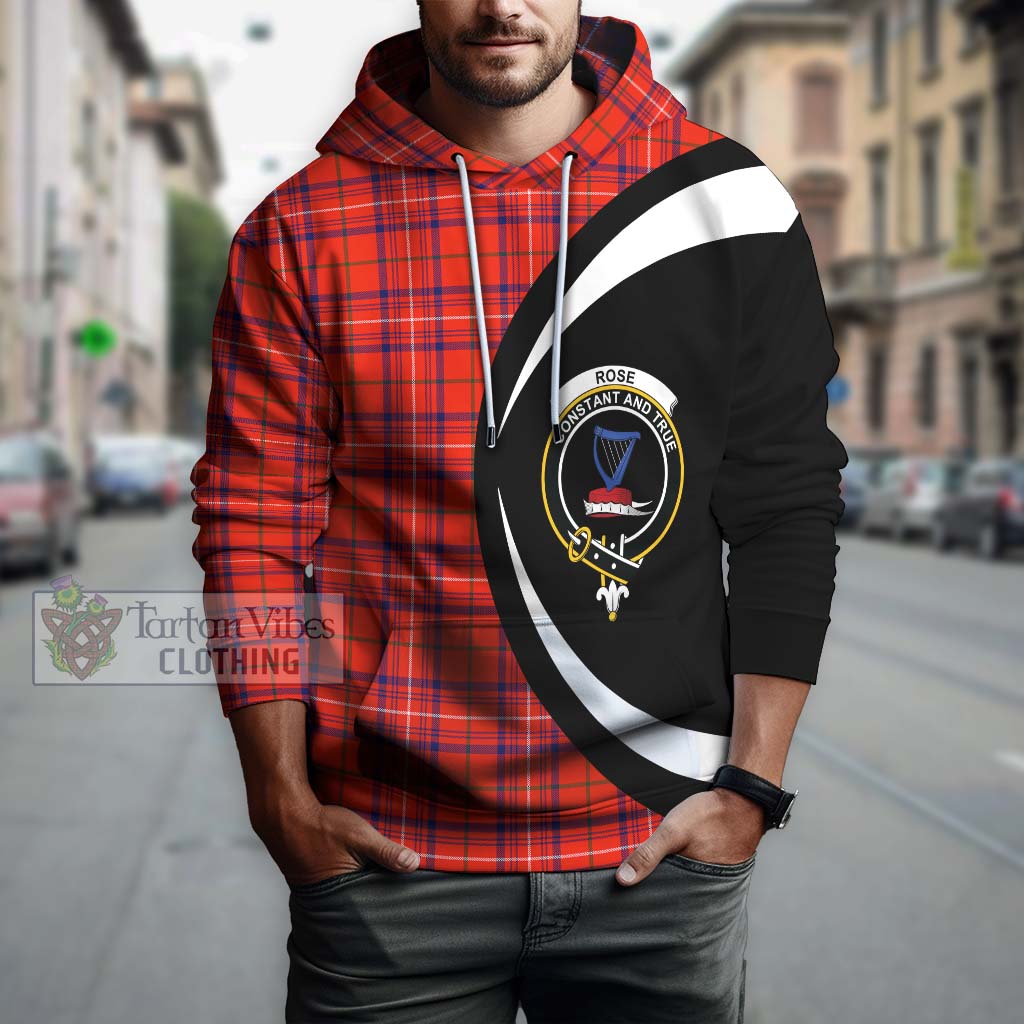 Rose Modern Tartan Hoodie with Family Crest Circle Style Zip Hoodie - Tartan Vibes Clothing