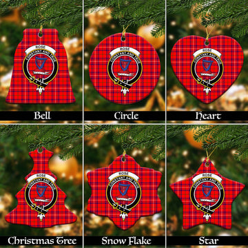 Rose Modern Tartan Christmas Ceramic Ornaments with Family Crest