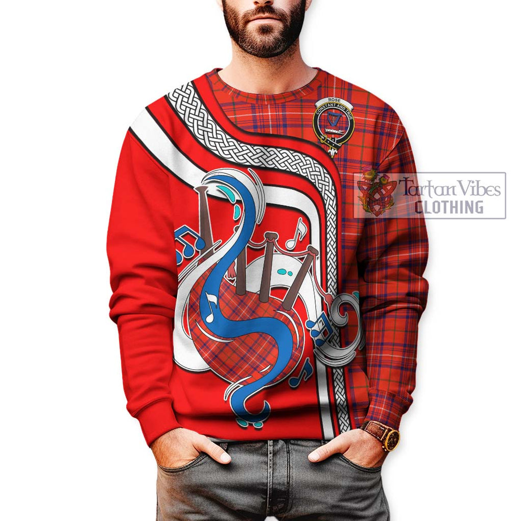 Tartan Vibes Clothing Rose Modern Tartan Sweatshirt with Epic Bagpipe Style