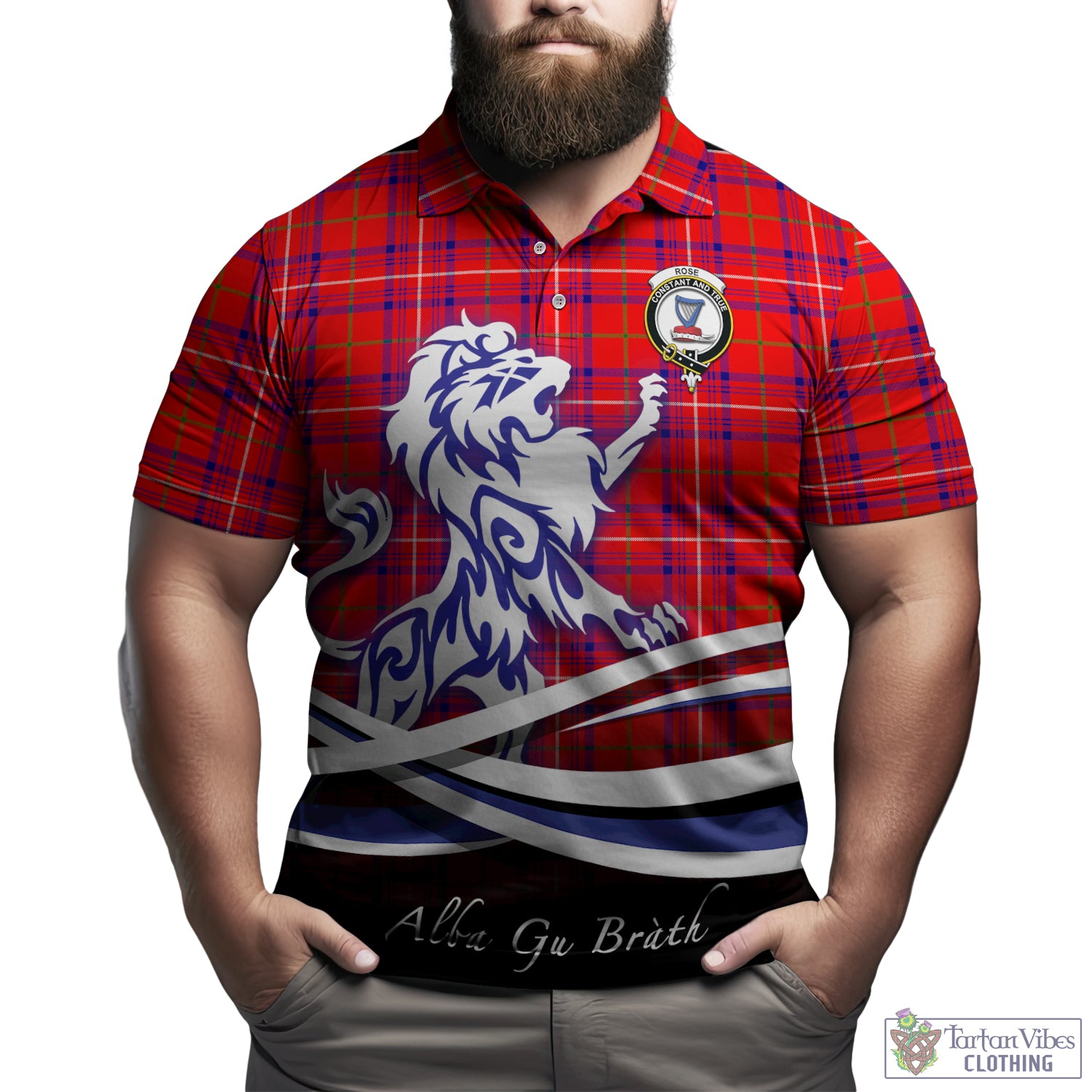 rose-modern-tartan-polo-shirt-with-alba-gu-brath-regal-lion-emblem