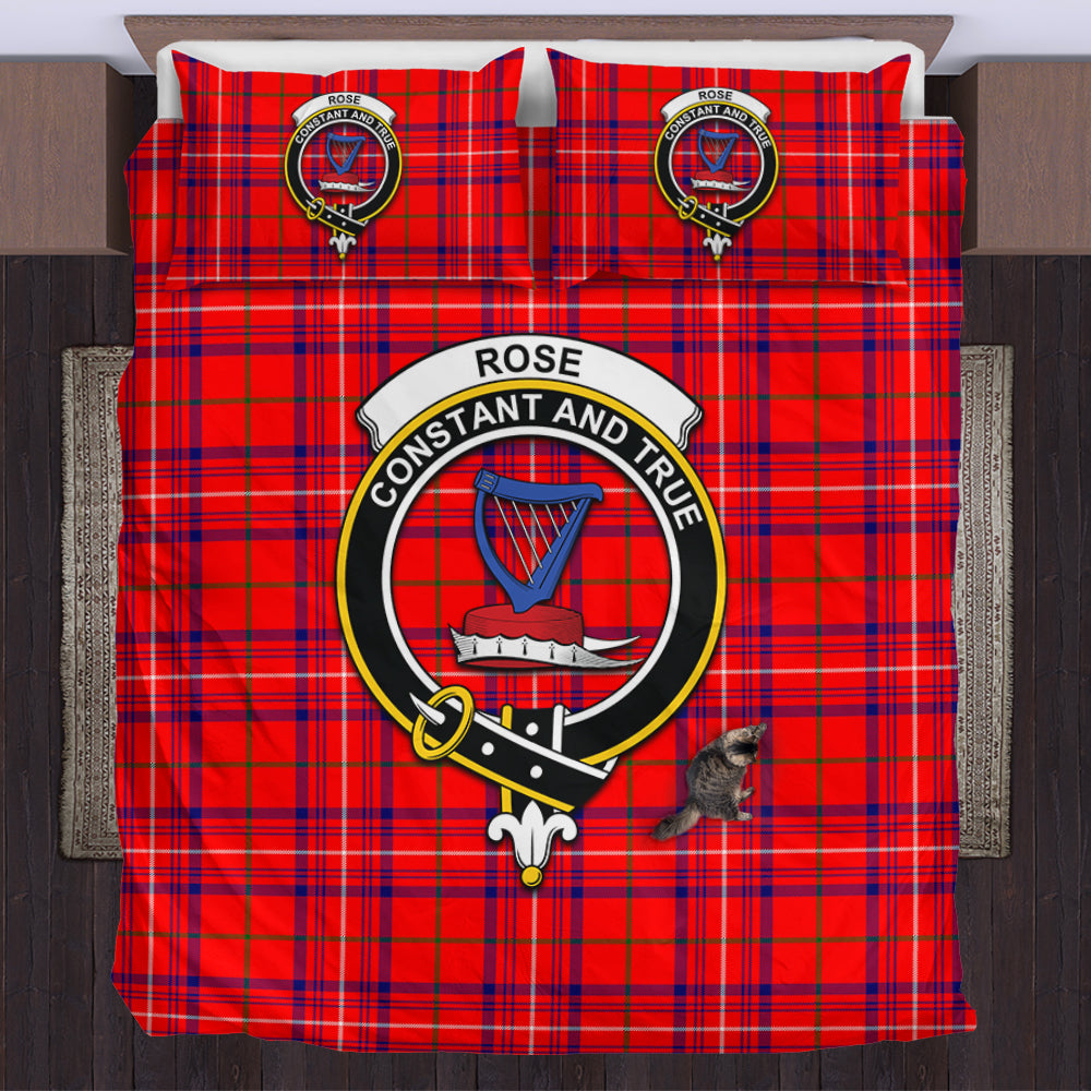 Rose Modern Tartan Bedding Set with Family Crest US Bedding Set - Tartan Vibes Clothing