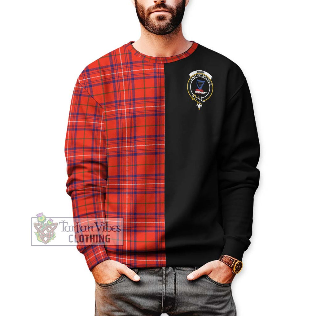 Rose Modern Tartan Sweatshirt with Family Crest and Half Of Me Style Unisex - Tartanvibesclothing Shop