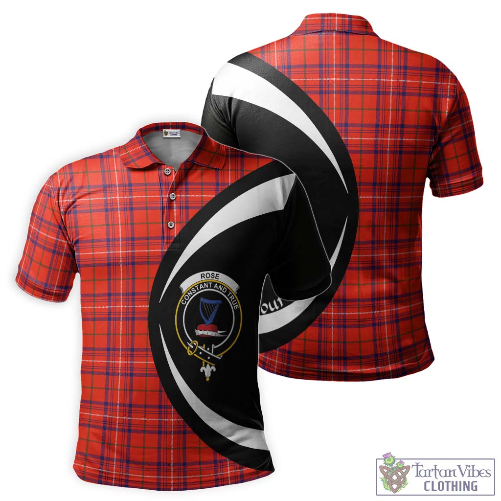 Tartan Vibes Clothing Rose Modern Tartan Men's Polo Shirt with Family Crest Circle Style
