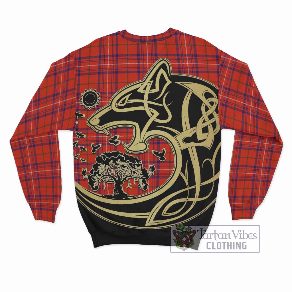 Tartan Vibes Clothing Rose Modern Tartan Sweatshirt with Family Crest Celtic Wolf Style