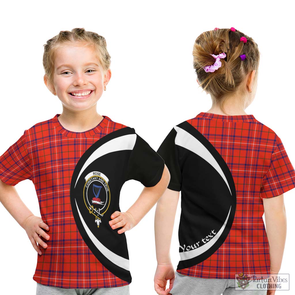 Tartan Vibes Clothing Rose Modern Tartan Kid T-Shirt with Family Crest Circle Style