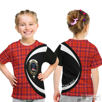 Rose Modern Tartan Kid T-Shirt with Family Crest Circle Style