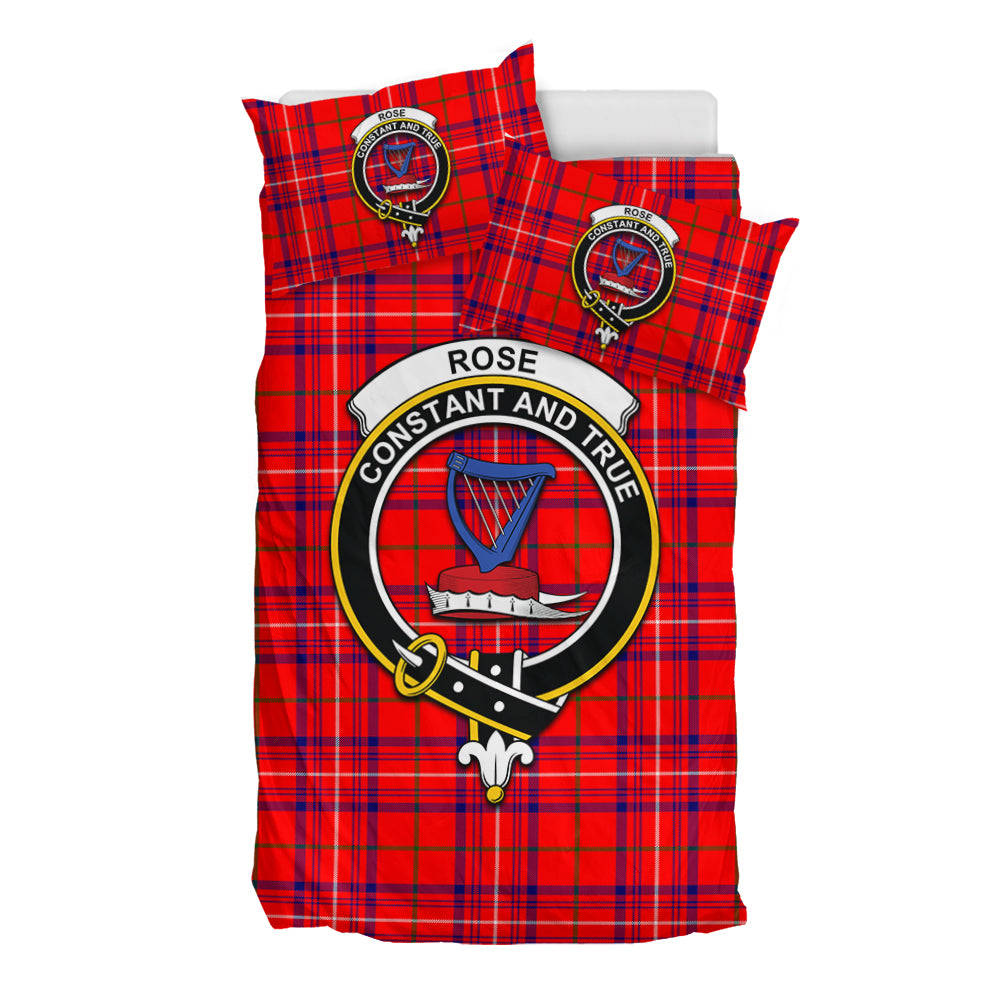 Rose Modern Tartan Bedding Set with Family Crest - Tartan Vibes Clothing