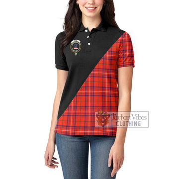 Rose Modern Tartan Women's Polo Shirt with Family Crest and Military Logo Style