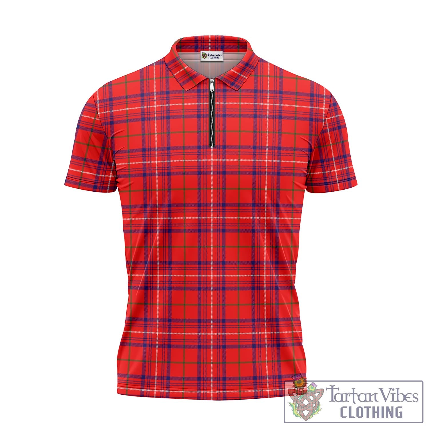 Tartan Vibes Clothing Rose Modern Tartan Zipper Polo Shirt