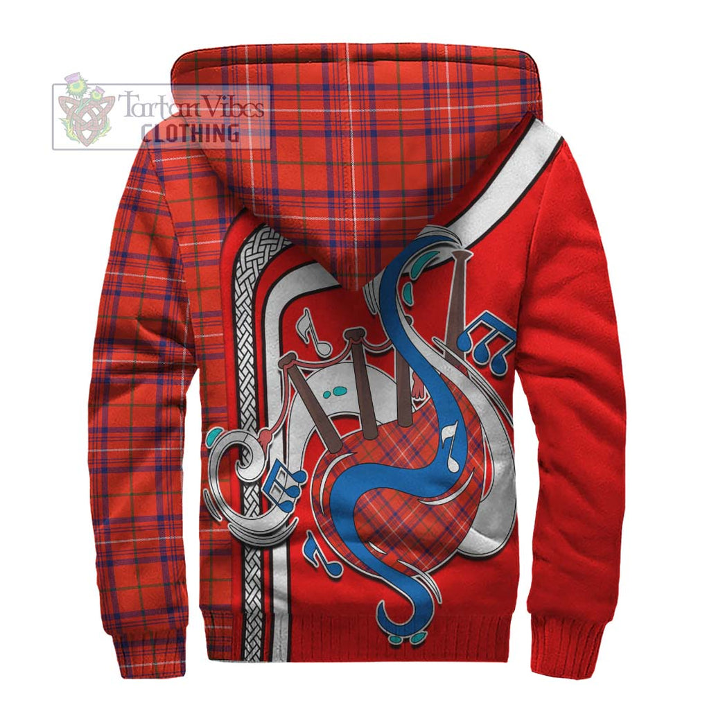 Rose Modern Tartan Sherpa Hoodie with Epic Bagpipe Style - Tartanvibesclothing Shop