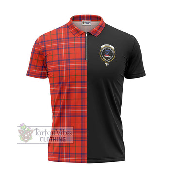 Rose Modern Tartan Zipper Polo Shirt with Family Crest and Half Of Me Style