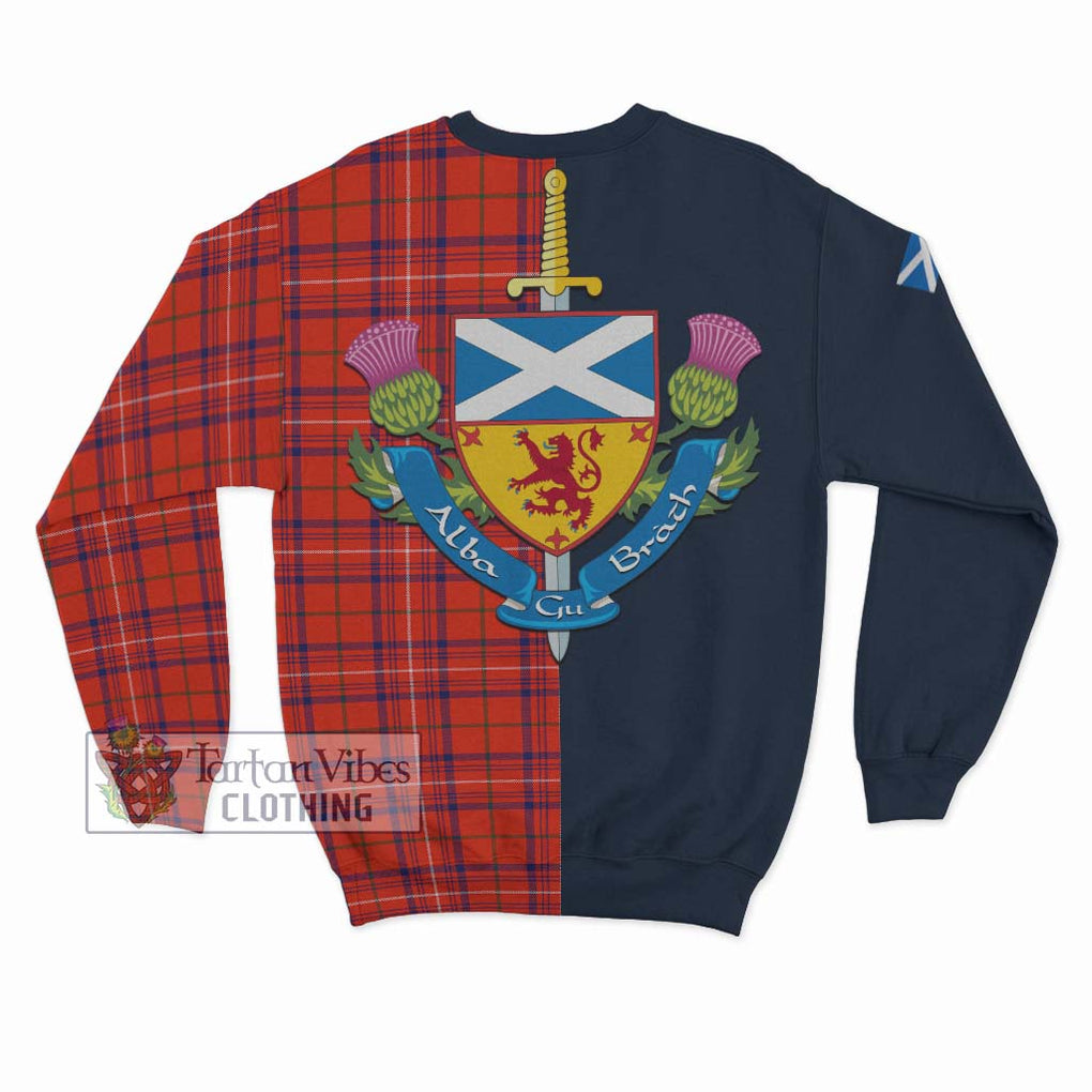 Tartan Vibes Clothing Rose Modern Tartan Sweatshirt with Scottish Lion Royal Arm Half Style