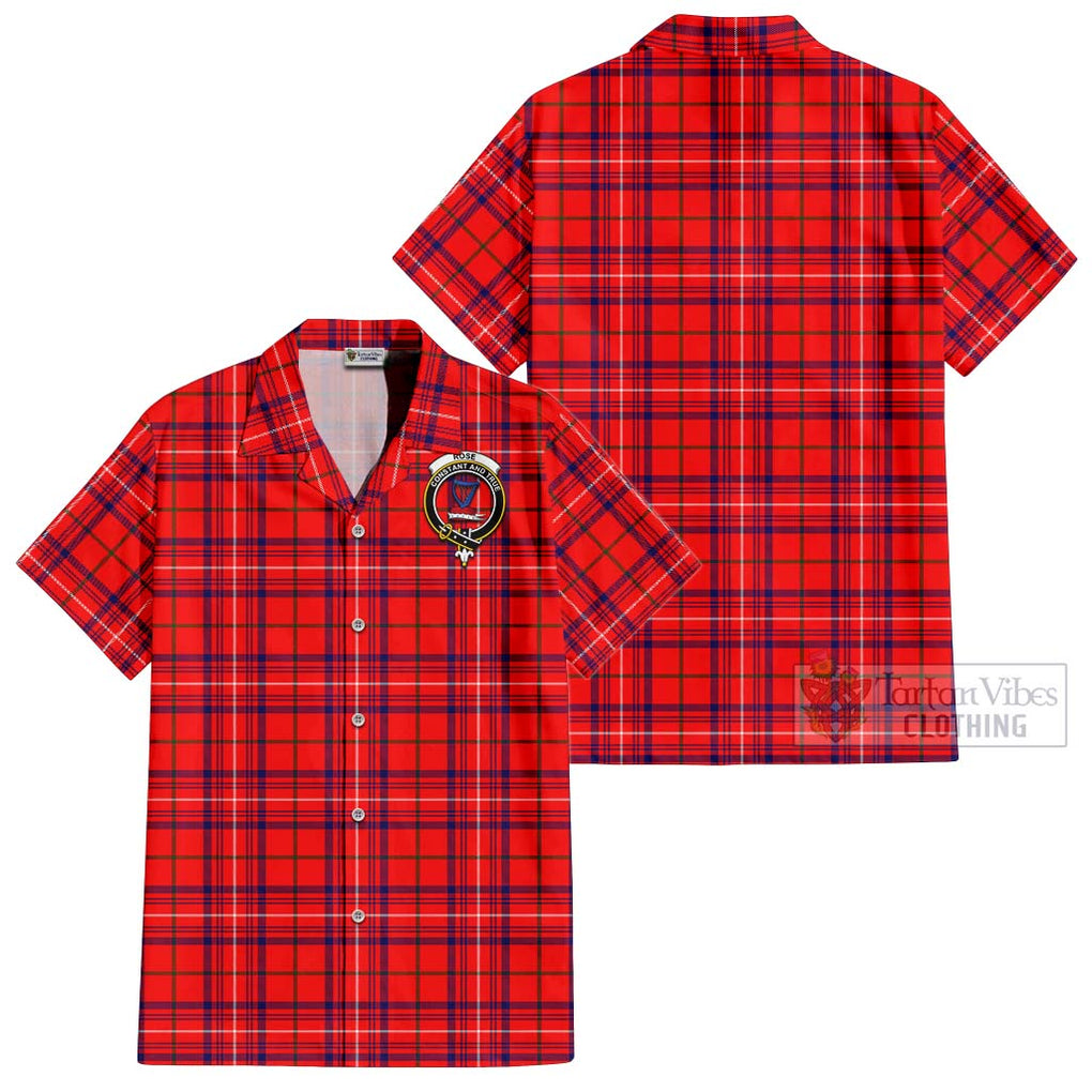 Rose Modern Tartan Cotton Hawaiian Shirt with Family Crest Kid - Tartan Vibes Clothing