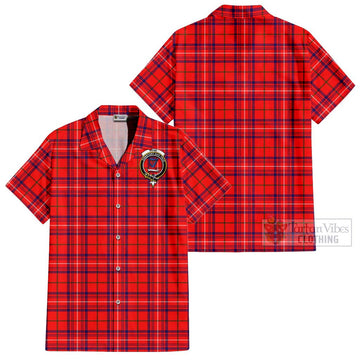 Rose Modern Tartan Cotton Hawaiian Shirt with Family Crest