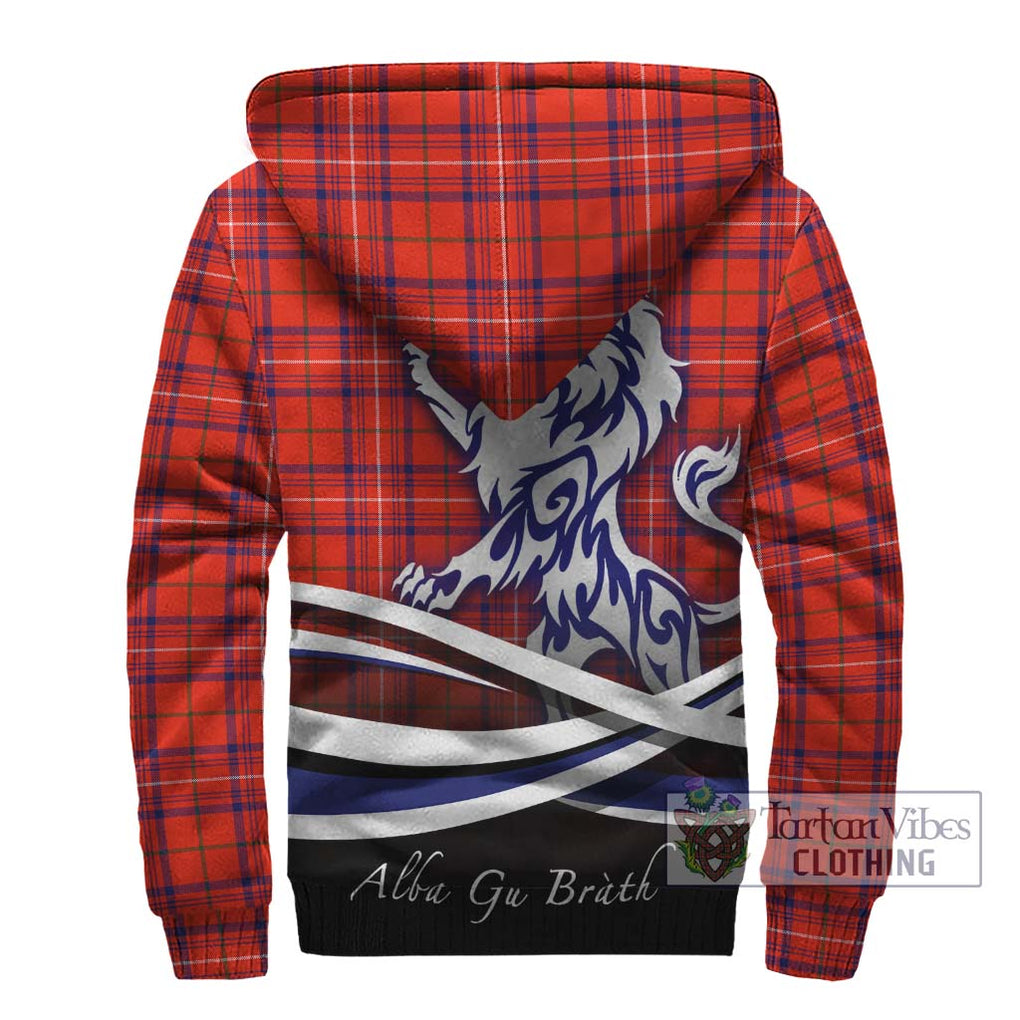 Rose Modern Tartan Sherpa Hoodie with Alba Gu Brath Regal Lion Emblem - Tartanvibesclothing Shop