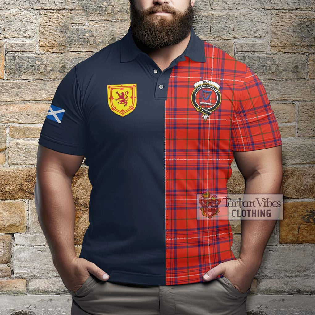 Tartan Vibes Clothing Rose Modern Tartan Polo Shirt with Scottish Lion Royal Arm Half Style