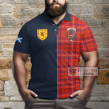 Rose Modern Tartan Polo Shirt Alba with Scottish Lion Royal Arm Half Style