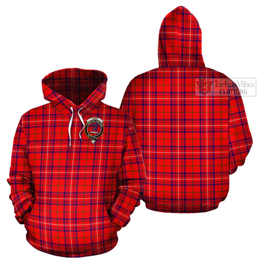 Rose Modern Tartan Cotton Hoodie with Family Crest Pullover Hoodie - Tartan Vibes Clothing