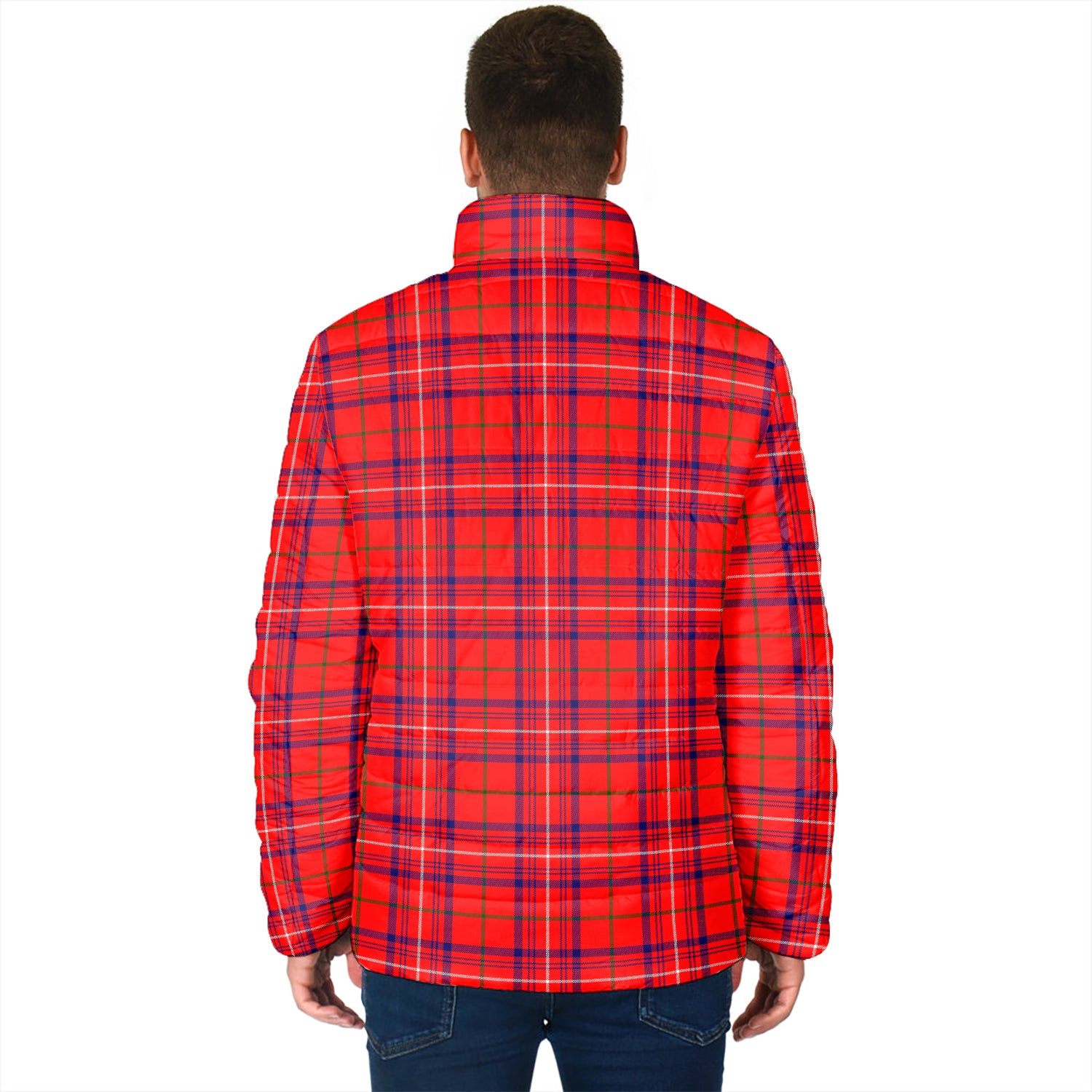 Rose Modern Tartan Padded Jacket with Family Crest - Tartan Vibes Clothing