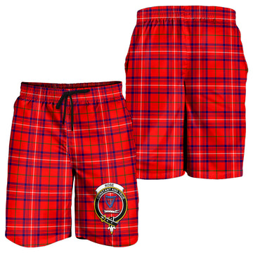 Rose Modern Tartan Mens Shorts with Family Crest