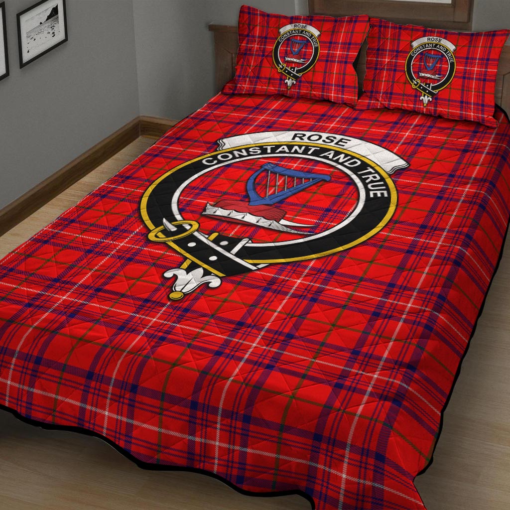 Rose Modern Tartan Quilt Bed Set with Family Crest - Tartan Vibes Clothing