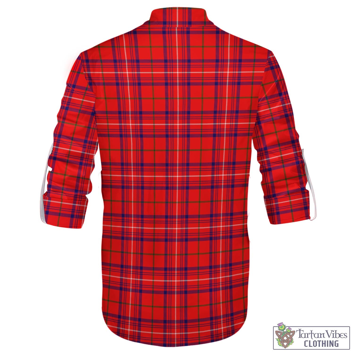 Tartan Vibes Clothing Rose Modern Tartan Men's Scottish Traditional Jacobite Ghillie Kilt Shirt with Family Crest