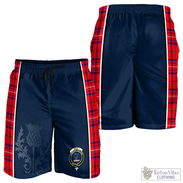 Rose Modern Tartan Men's Shorts with Family Crest and Scottish Thistle Vibes Sport Style