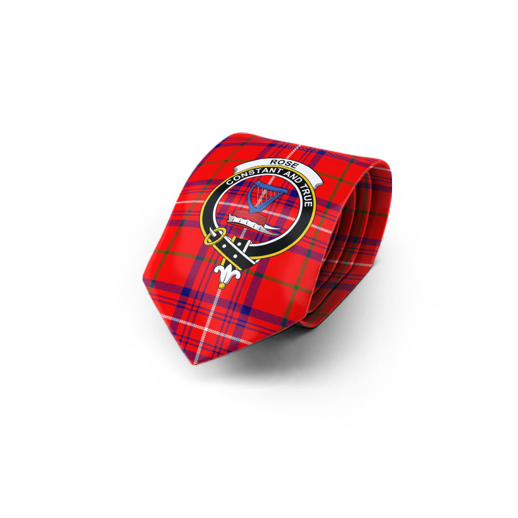 Rose Modern Tartan Classic Necktie with Family Crest - Tartan Vibes Clothing