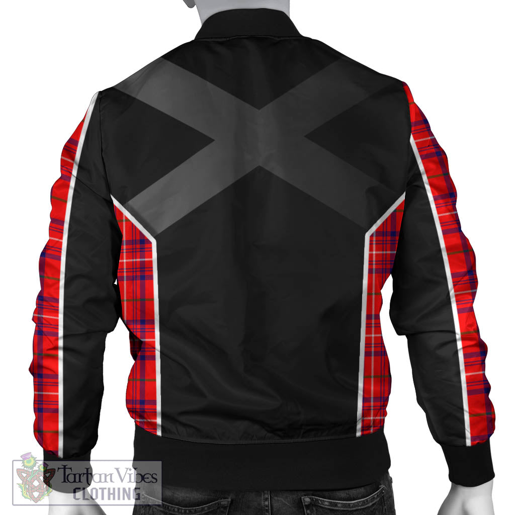 Tartan Vibes Clothing Rose Modern Tartan Bomber Jacket with Family Crest and Scottish Thistle Vibes Sport Style