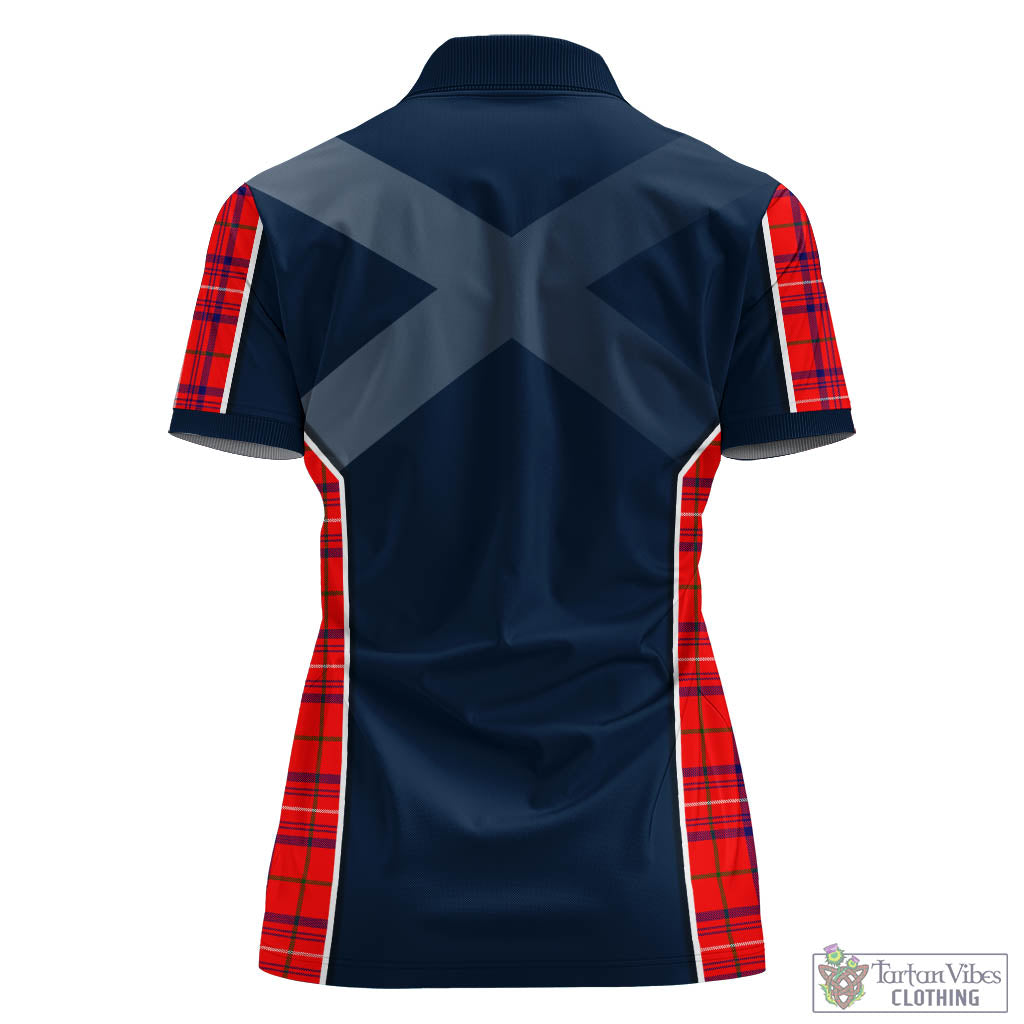 Tartan Vibes Clothing Rose Modern Tartan Women's Polo Shirt with Family Crest and Scottish Thistle Vibes Sport Style