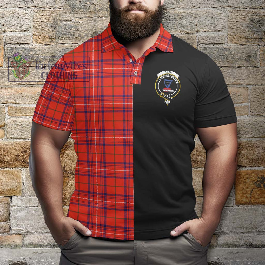 Rose Modern Tartan Polo Shirt with Family Crest and Half Of Me Style - Tartanvibesclothing Shop