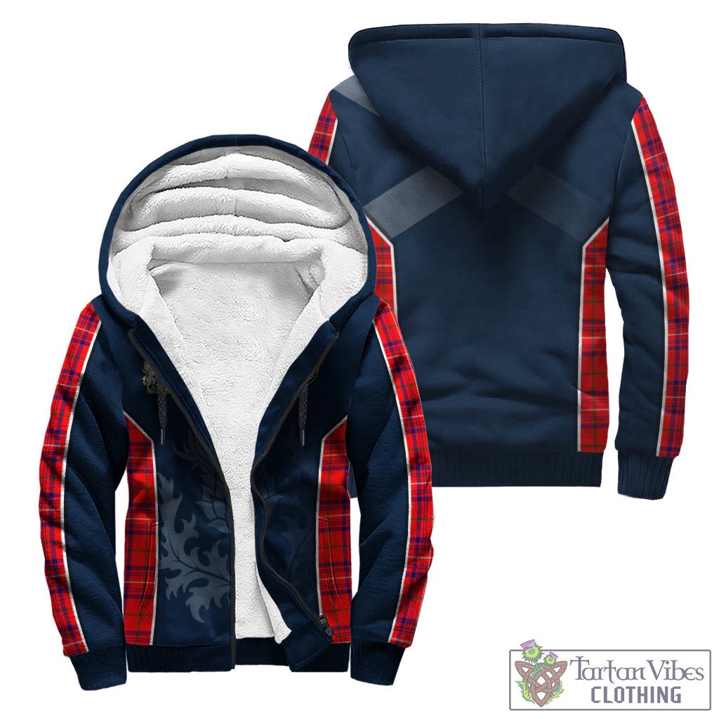 Tartan Vibes Clothing Rose Modern Tartan Sherpa Hoodie with Family Crest and Scottish Thistle Vibes Sport Style