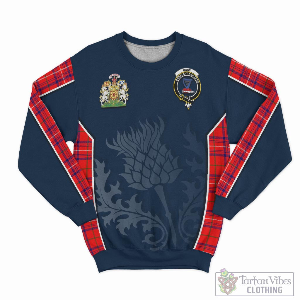 Tartan Vibes Clothing Rose Modern Tartan Sweatshirt with Family Crest and Scottish Thistle Vibes Sport Style